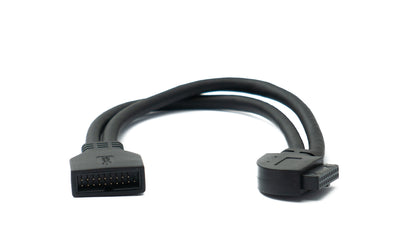 SYSTEM-S USB 3.0 Kabel 25 cm 19 Pin Stecker zu 20 Pin Buchse Motherboard Left Angled Winkel 5 Gbit/s 100W