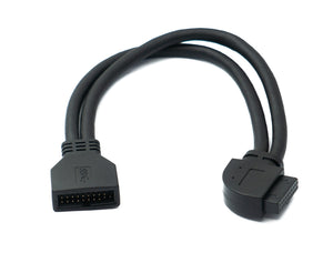 SYSTEM-S USB 3.0 cable 25 cm 19 pin male to 20 pin female motherboard left angled 5 Gbit/s 100W