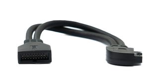 SYSTEM-S USB 3.0 cable 25 cm 19 pin male to 20 pin female motherboard right angled 5 Gbit/s 100W