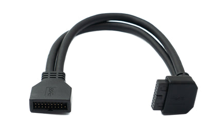 SYSTEM-S USB 3.0 Kabel 25 cm 19 Pin Stecker zu 20 Pin Buchse Motherboard Up Angled Winkel 5 Gbit/s 100W