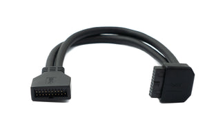 SYSTEM-S USB 3.0 Kabel 25 cm 19 Pin Stecker zu 20 Pin Buchse Motherboard Up Angled Winkel 5 Gbit/s 100W