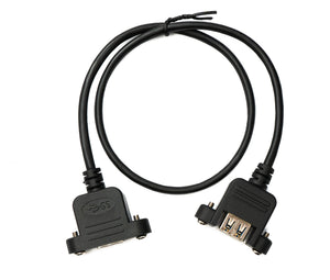 SYSTEM-S USB 3.0 Kabel 50 cm Micro B Buchse zu 3.0 Typ A Buchse Panel Mount Schraube 5 Gbit/s 100W