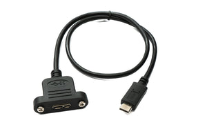 SYSTEM-S USB 3.0 Kabel 50 cm Micro B Buchse zu 3.1 Typ C Stecker Panel Mount Schraube 5 Gbit/s 100W