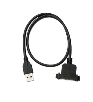 SYSTEM-S USB 3.0 Kabel 50 cm Micro B Buchse zu 3.0 Typ A Stecker Panel Mount Schraube 5 Gbit/s 100W