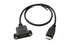 SYSTEM-S USB 3.0 Kabel 50 cm Micro B Buchse zu Stecker Panel Mount Schraube 5 Gbit/s 100W
