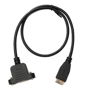 SYSTEM-S USB 3.0 Kabel 50 cm Micro B Buchse zu Stecker Panel Mount Schraube 5 Gbit/s 100W