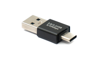 Adaptateur SYSTEM-S USB 3.0 type A mâle vers 3.1 C mâle câble unidirectionnel 10 Gbit/s 100W