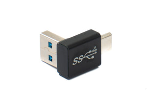 Adaptateur SYSTEM-S USB 3.0 type A mâle vers 3.1 C mâle câble coudé unidirectionnel 10 Gbit/s 100W