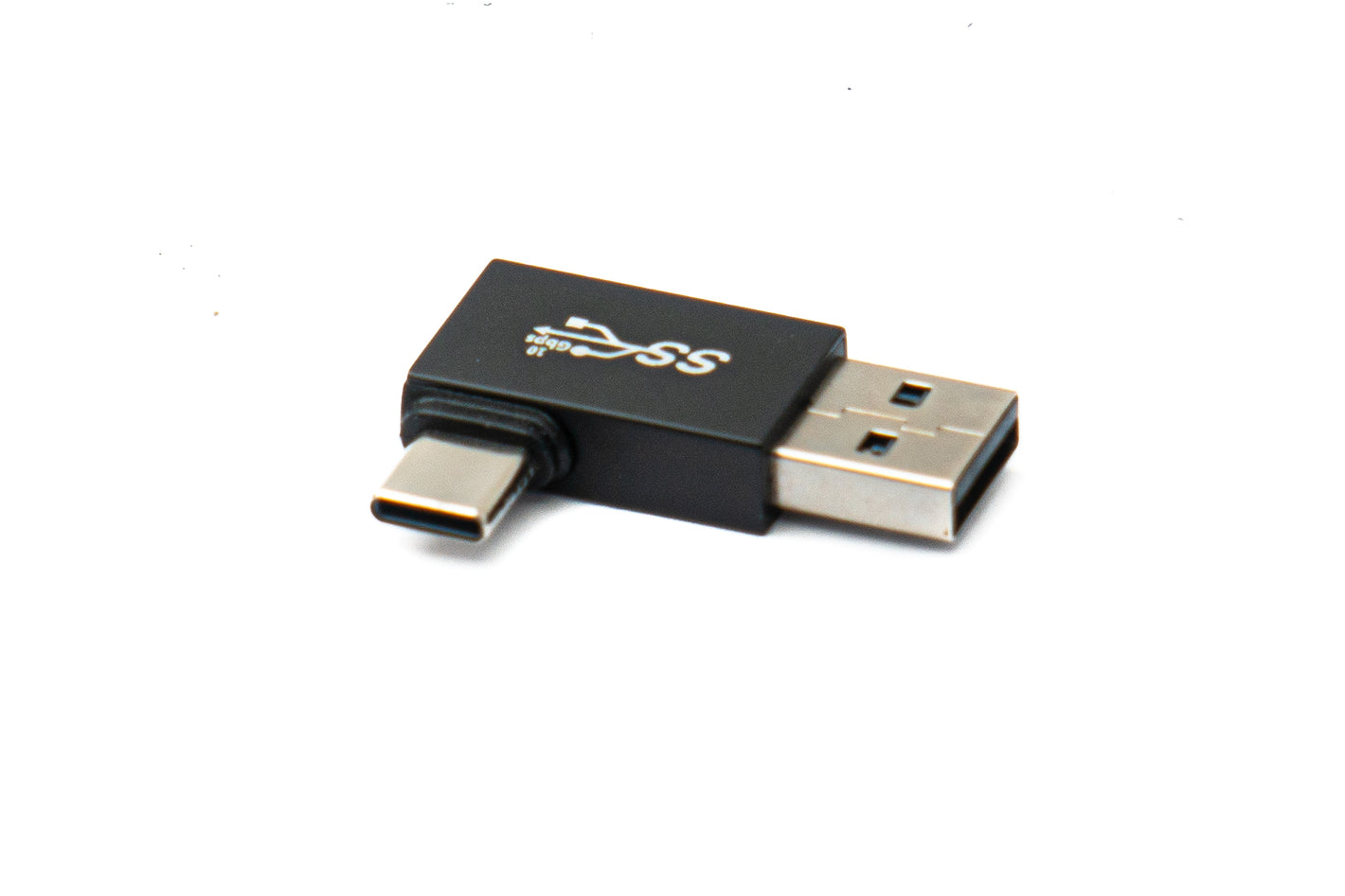 SYSTEM-S USB 3.0 Adapter Typ A Stecker zu 3.1 C Stecker unidirektional Winkel Left Angled Kabel 10 Gbit/s 100W