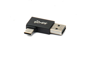 Adaptateur SYSTEM-S USB 3.0 type A mâle vers 3.1 C mâle angle unidirectionnel câble coudé gauche 10 Gbit/s 100W