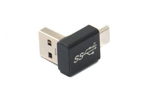 Adaptateur SYSTEM-S USB 3.0 type A mâle vers 3.1 C mâle, câble coudé unidirectionnel vers le bas, 10 Gbit/s, 100 W