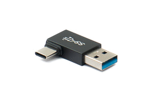 Adaptateur SYSTEM-S USB 3.0 Type A mâle vers 3.1 C mâle câble unidirectionnel à angle droit 10 Gbit/s 100 W
