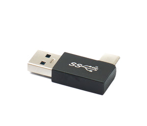 Adaptateur SYSTEM-S USB 3.0 Type A mâle vers 3.1 C mâle câble unidirectionnel à angle droit 10 Gbit/s 100 W