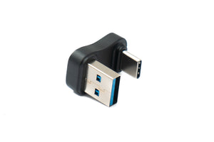 Adaptateur SYSTEM-S USB 3.0 type A mâle vers 3.1 C mâle unidirectionnel, angle de rotation en U à 180°, câble coudé 10 Gbit/s 100W