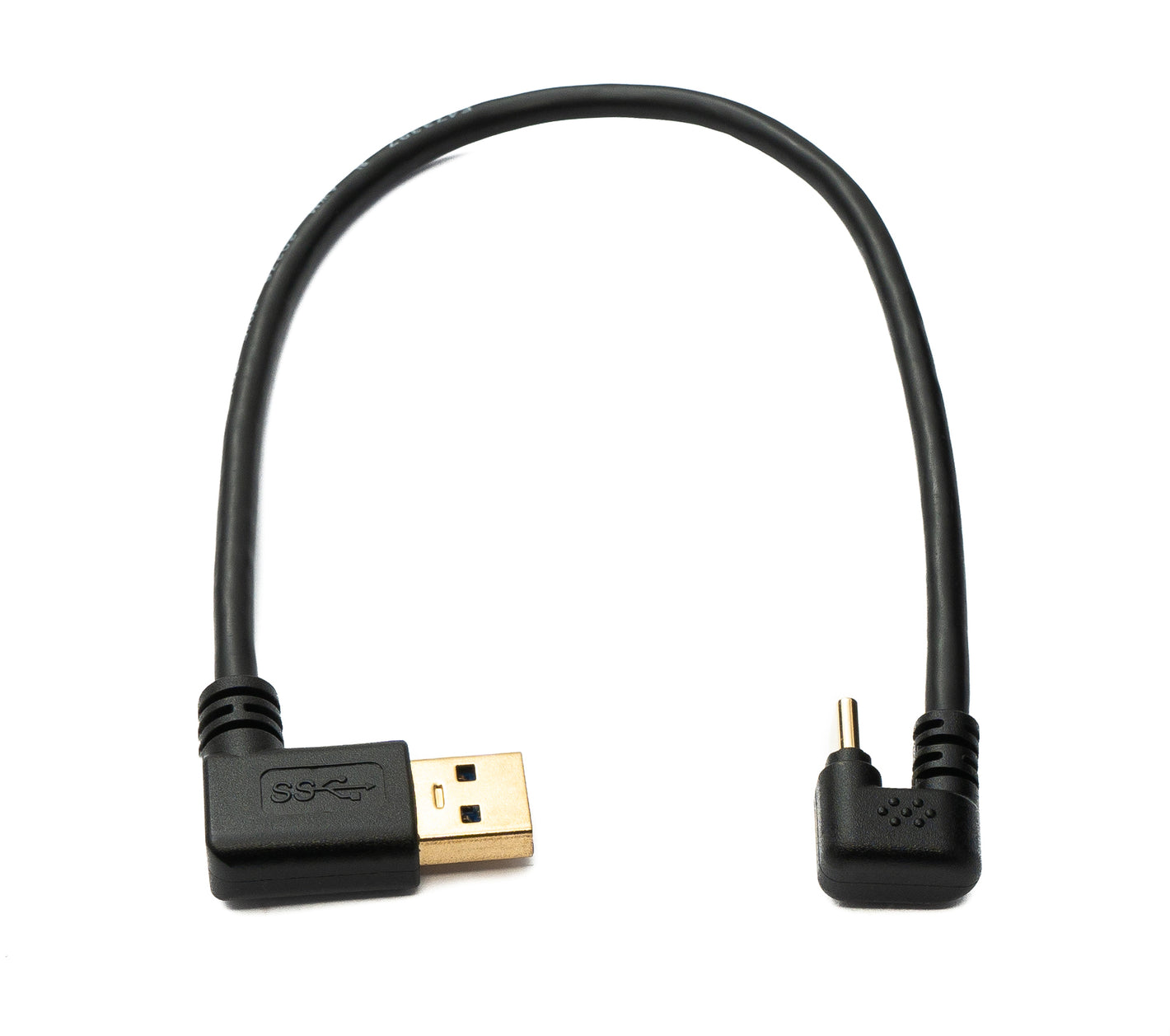 SYSTEM-S USB 3.1 cable 30 cm Type C male to 3.0 A male 180° U turn angle left angled adapter 5 Gbit/s 100W