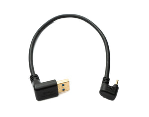 SYSTEM-S USB 3.1 Kabel 30 cm Typ C Stecker zu 3.0 A Stecker 180° U Turn Winkel aufwärts gewinkelt Adapter 5 Gbit/s 100W