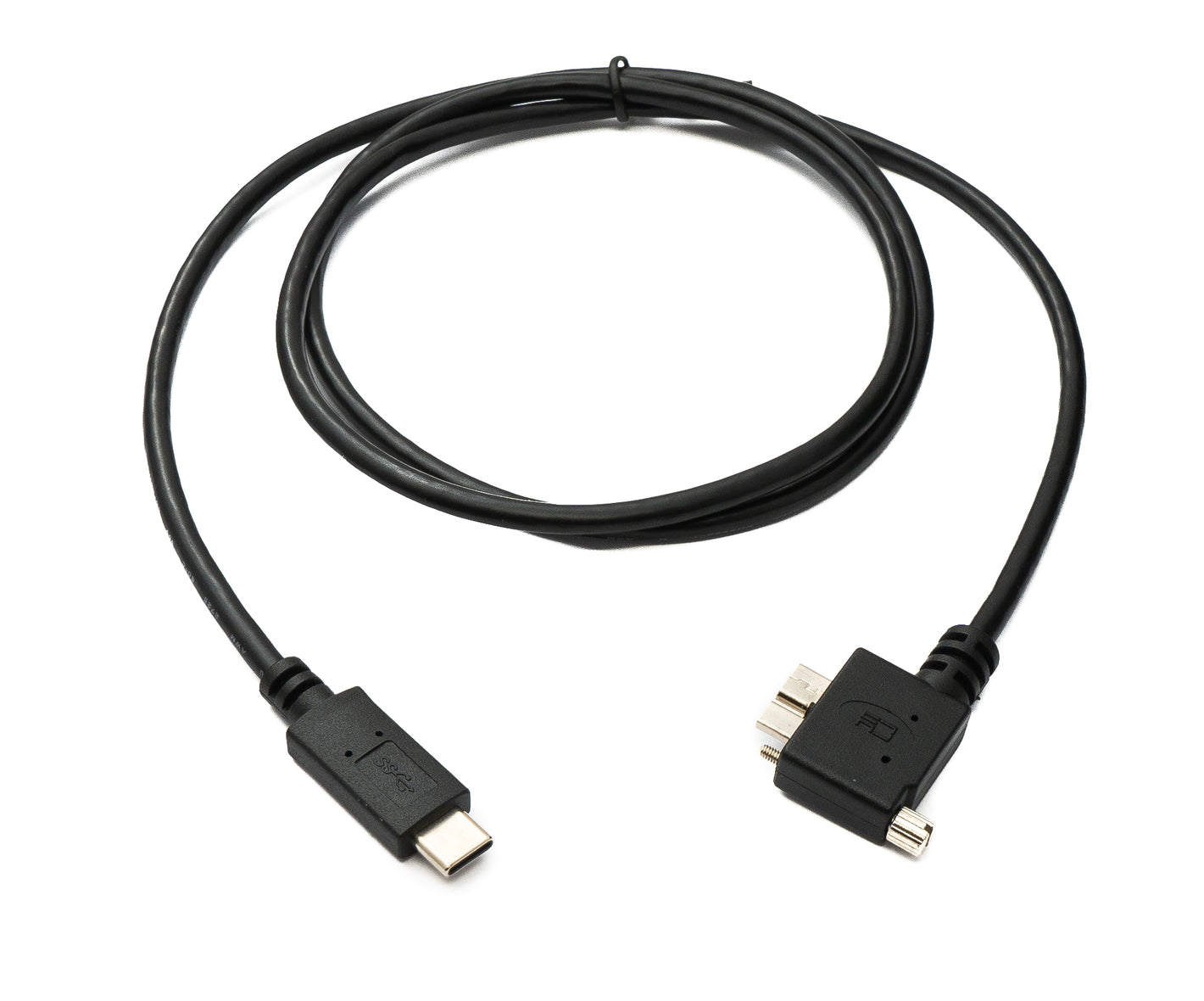 SYSTEM-S USB 3.0 cable 100 cm Micro B plug to 3.1 Type C plug angled left angled panel mount screw