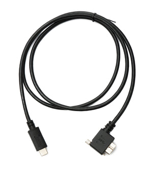 SYSTEM-S USB 3.0 Kabel 100 cm Micro B Stecker zu 3.1 Typ C Stecker Winkel Right Angled Panel Mount Schraube