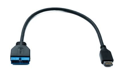 SYSTEM-S USB 3.1 Kabel 50 cm Typ E Stecker zu 19 Pin Stecker Motherboard Adapter in Schwarz