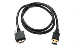 SYSTEM-S USB 3.0 cable 100 cm Micro B plug to 3.0 Type A plug panel mount screw adapter 5 Gbit/s 100W