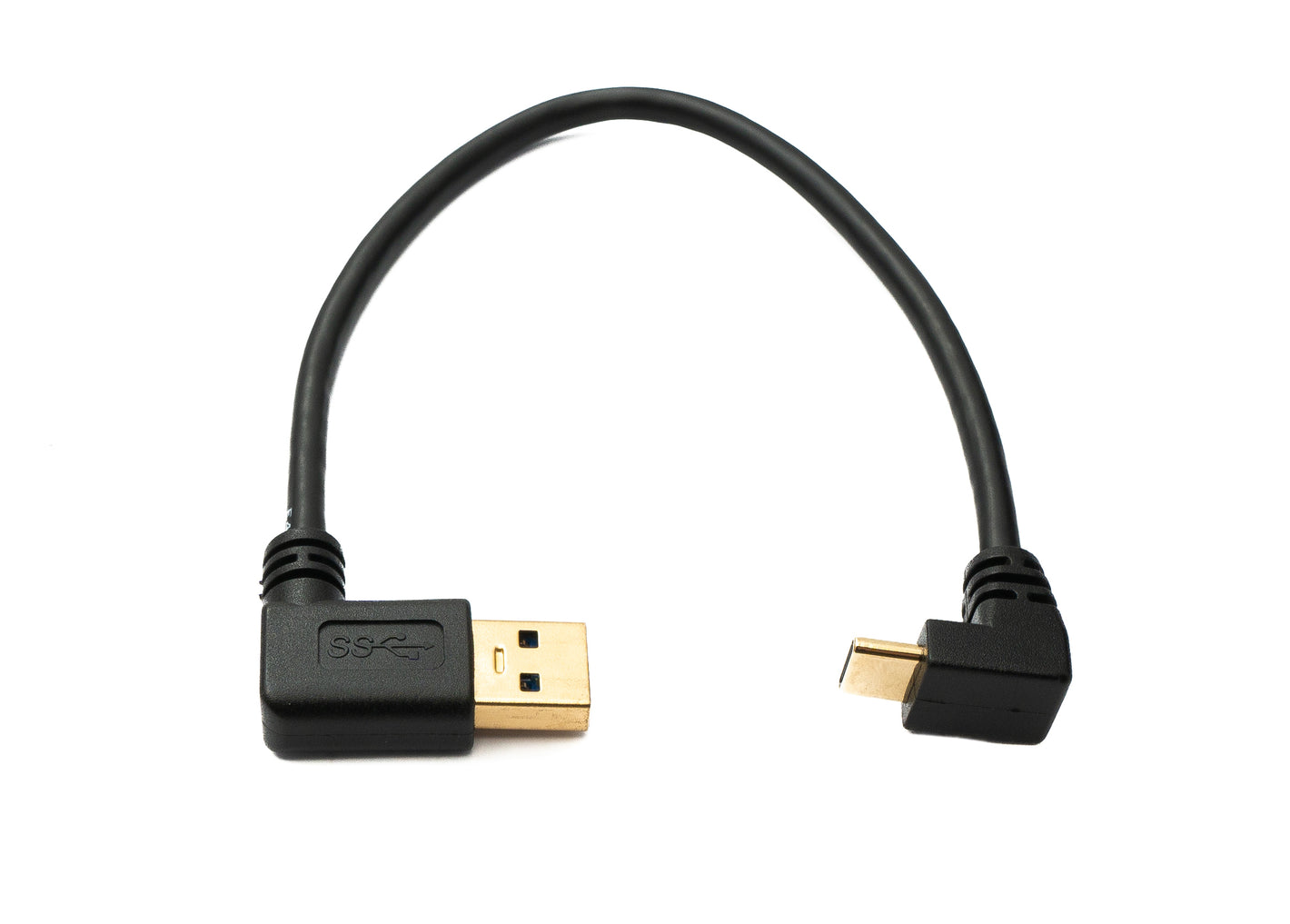 SYSTEM-S USB 3.1 Kabel 20 cm Typ C Stecker zu 3.0 A Stecker aufwärts abwärts links gewinkelt Adapter 5 Gbit/s 100W