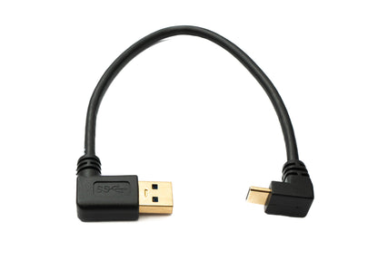 SYSTEM-S USB 3.1 cable 20 cm Type C male to 3.0 A male upwards downwards left angled adapter 5 Gbit/s 100W