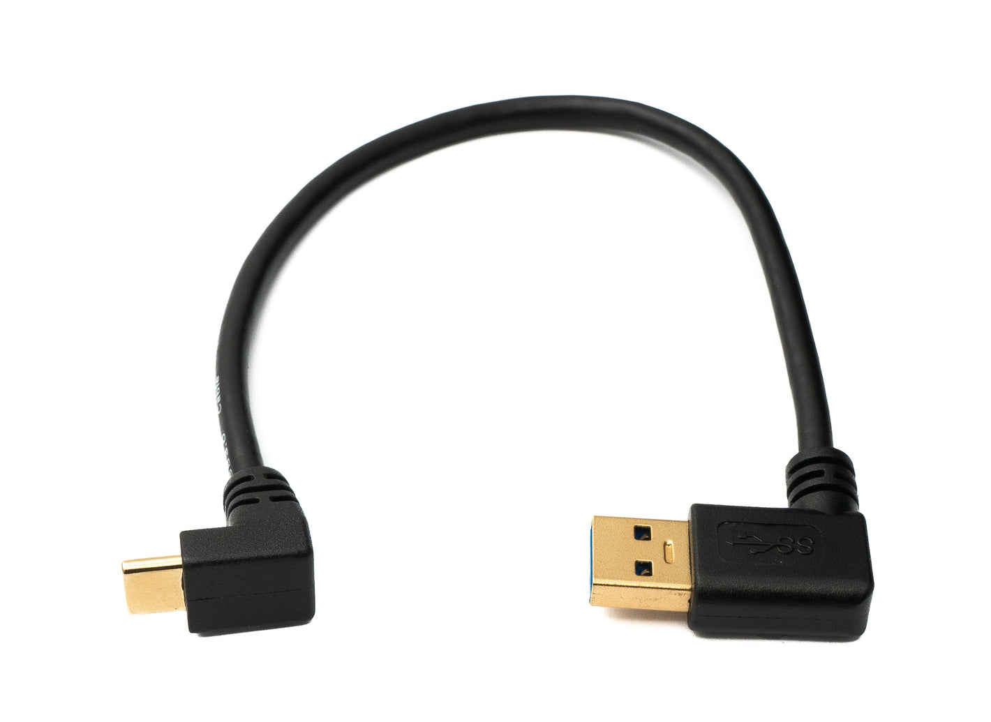 SYSTEM-S USB 3.1 Kabel 20 cm Typ C Stecker zu 3.0 A Stecker aufwärts abwärts rechts gewinkelt Adapter 5 Gbit/s 100W