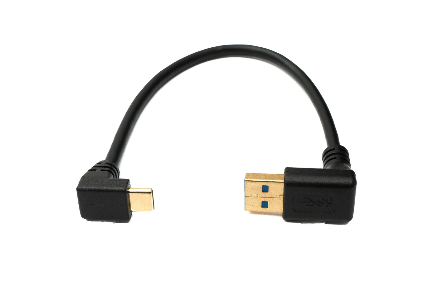 SYSTEM-S USB 3.1 Kabel 20 cm Typ C Stecker zu 3.0 A Stecker abwärts aufwärts gewinkelt Adapter 5 Gbit/s 100W