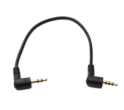 SYSTEM-S Audio Klinke Kabel 20 cm 3,5 mm 4 polig Stecker zu 3 polig Stecker Left Right Angled Winkel AUX Adapter