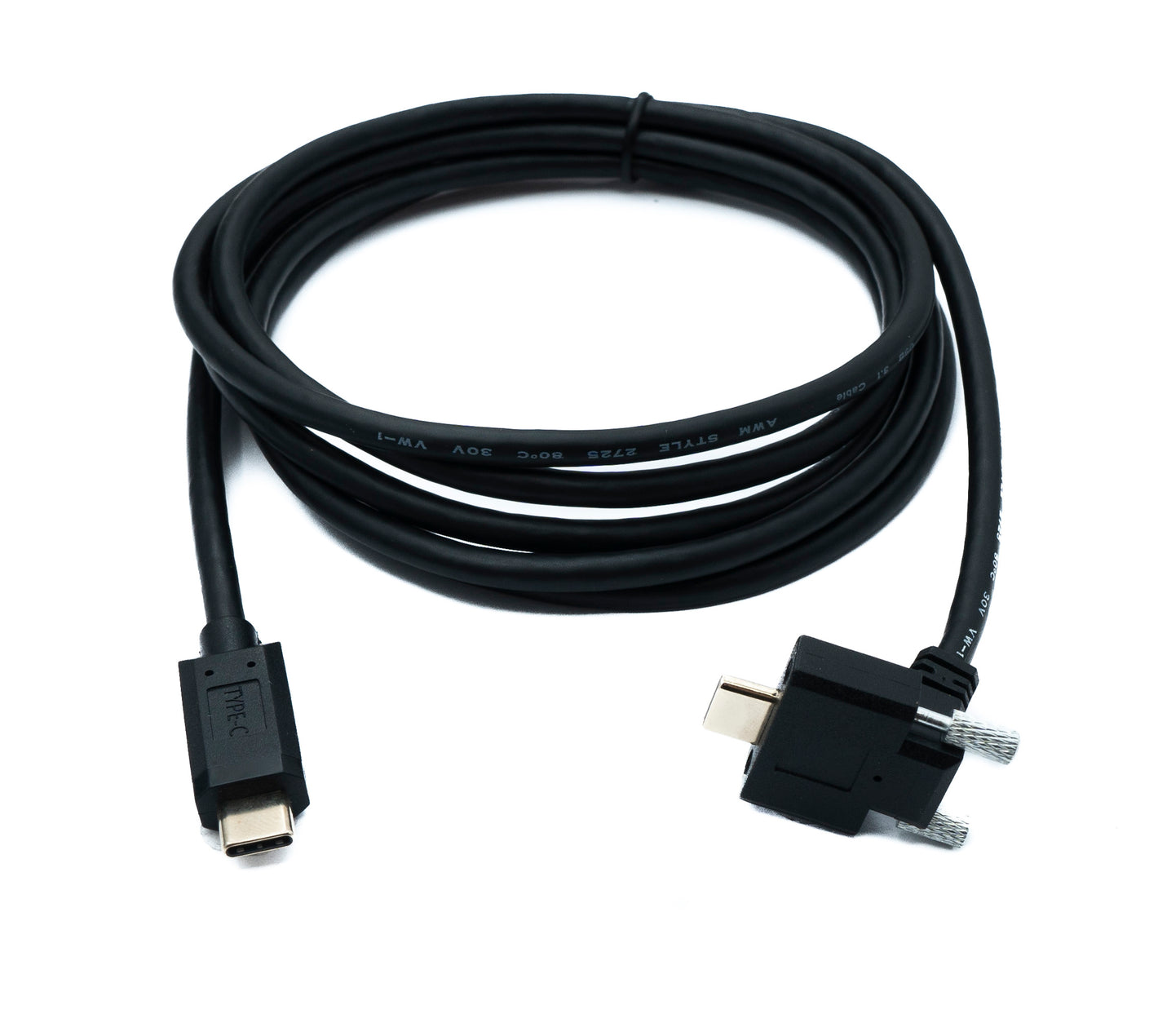 SYSTEM-S USB 3.1 Gen 2 Kabel 200 cm Typ C Stecker zu Stecker Double Screw Winkel Up Down 10 Gbit/s