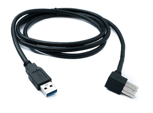 SYSTEM-S USB 3.0 Kabel 150 cm Typ B Stecker zu A Stecker Adapter Winkel Left-Angled 5 Gbit/s 100W in Schwarz