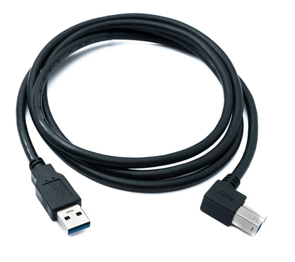 SYSTEM-S USB 3.0 Kabel 150 cm Typ B Stecker zu A Stecker Adapter Winkel Down Angled 5 Gbit/s 100W in Schwarz