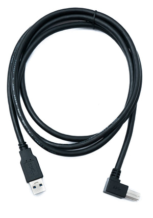 SYSTEM-S USB 3.0 Kabel 150 cm Typ B Stecker zu A Stecker Adapter Winkel Right-Angled 5 Gbit/s 100W in Schwarz