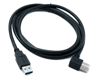 SYSTEM-S USB 3.0 Kabel 150 cm Typ B Stecker zu A Stecker Adapter Winkel Up Angled 5 Gbit/s 100W in Schwarz