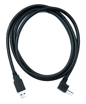 SYSTEM-S USB 3.0 Kabel 150 cm Typ B Stecker zu A Stecker Adapter Winkel Up Angled 5 Gbit/s 100W in Schwarz