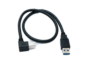 SYSTEM-S USB 3.0 Kabel 50 cm Typ B Stecker zu A Stecker Adapter Winkel Left-Angled 5 Gbit/s 100W in Schwarz