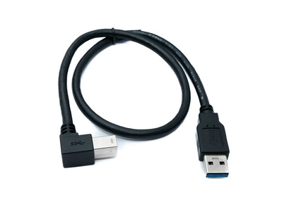 SYSTEM-S USB 3.0 Cable 50 cm Type B Male to A Male Adapter Angle Left-Angled 5 Gbit/s 100W in Black