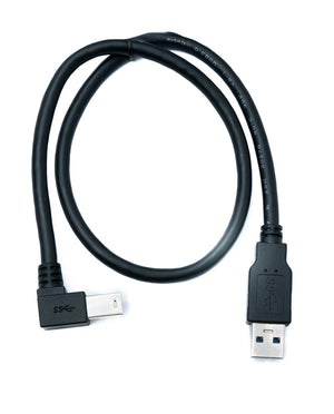 SYSTEM-S USB 3.0 Cable 50 cm Type B Male to A Male Adapter Angle Left-Angled 5 Gbit/s 100W in Black