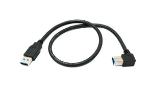 SYSTEM-S USB 3.0 Cable 50 cm Type B Male to A Male Adapter Angled Down Angled 5 Gbit/s 100W in Black