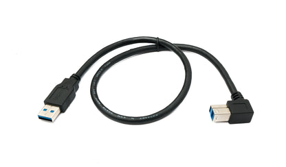 SYSTEM-S USB 3.0 Kabel 50 cm Typ B Stecker zu A Stecker Adapter Winkel Down Angled 5 Gbit/s 100W in Schwarz