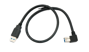 SYSTEM-S USB 3.0 Kabel 50 cm Typ B Stecker zu A Stecker Adapter Winkel Down Angled 5 Gbit/s 100W in Schwarz