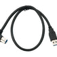 SYSTEM-S USB 3.0 Cable 50 cm Type B Male to A Male Adapter Angle Up Angled 5 Gbit/s 100W in Black