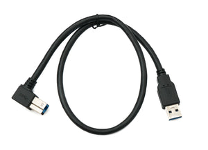 SYSTEM-S USB 3.0 Kabel 50 cm Typ B Stecker zu A Stecker Adapter Winkel Up Angled 5 Gbit/s 100W in Schwarz