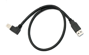 SYSTEM-S USB 3.0 Cable 50 cm Type B Male to A Male Adapter Angle Right-Angled 5 Gbit/s 100W in Black