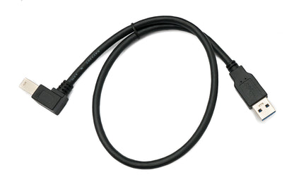 SYSTEM-S USB 3.0 Kabel 50 cm Typ B Stecker zu A Stecker Adapter Winkel Right-Angled 5 Gbit/s 100W in Schwarz