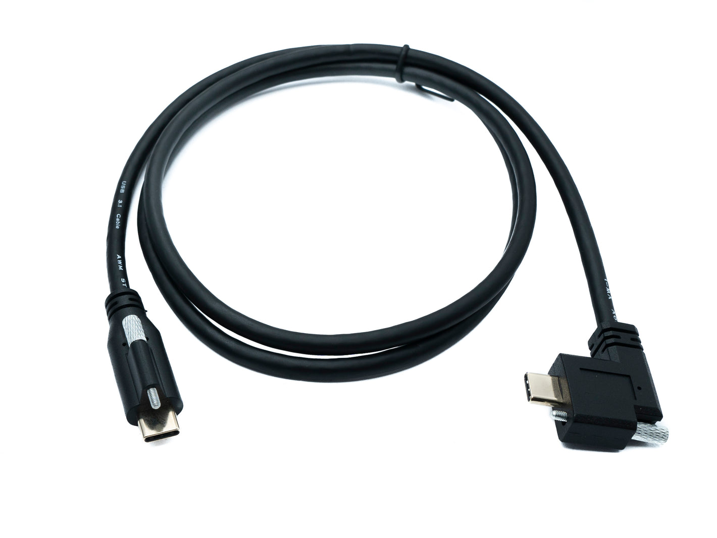 SYSTEM-S USB 3.1 Gen 2 Kabel 100 cm Typ C Stecker zu Stecker Single Screw Winkel Left Right 10 Gbit/s 100W