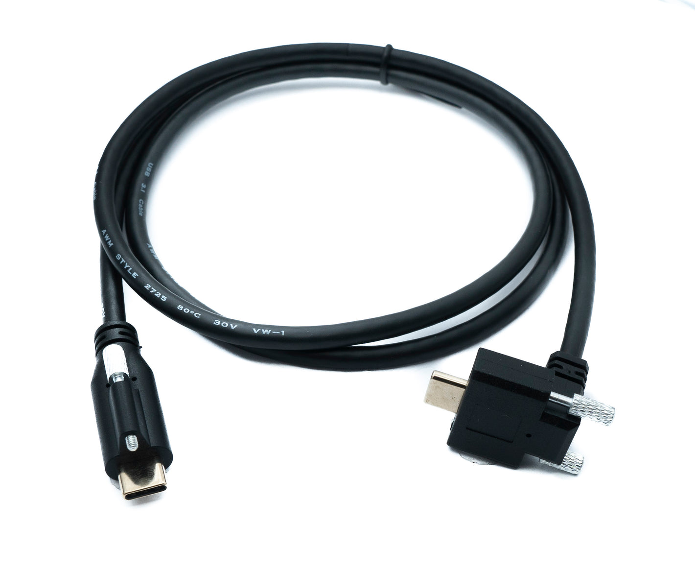 SYSTEM-S USB 3.1 Gen 2 Kabel 100 cm Typ C Stecker zu Stecker Single Double Screw Winkel Up Down 10 Gbit/s 100W