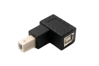 Adaptateur SYSTEM-S USB 2.0 type B mâle vers femelle, câble coudé vers le bas en noir