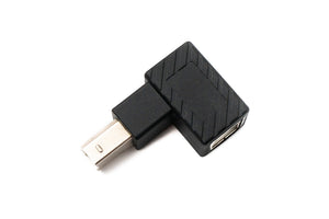 SYSTEM-S USB 2.0 adapter type B male to female downward angled cable in black