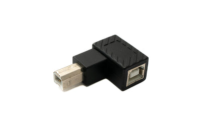 SYSTEM-S USB 2.0 adapter type B male to female left angled cable in black